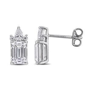 2.42 Carat (ctw) Synthetic Moissanite Solitaire Earrings Sterling Silver